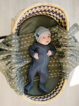 Charcoal Organic Cotton Ribbed Zipper - HoneyBug 