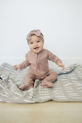 Dusty Rose Bamboo Footed Zipper - HoneyBug 
