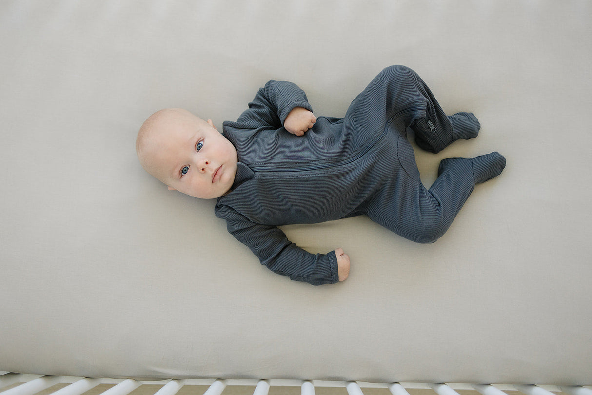 Charcoal Organic Cotton Ribbed Zipper - HoneyBug 