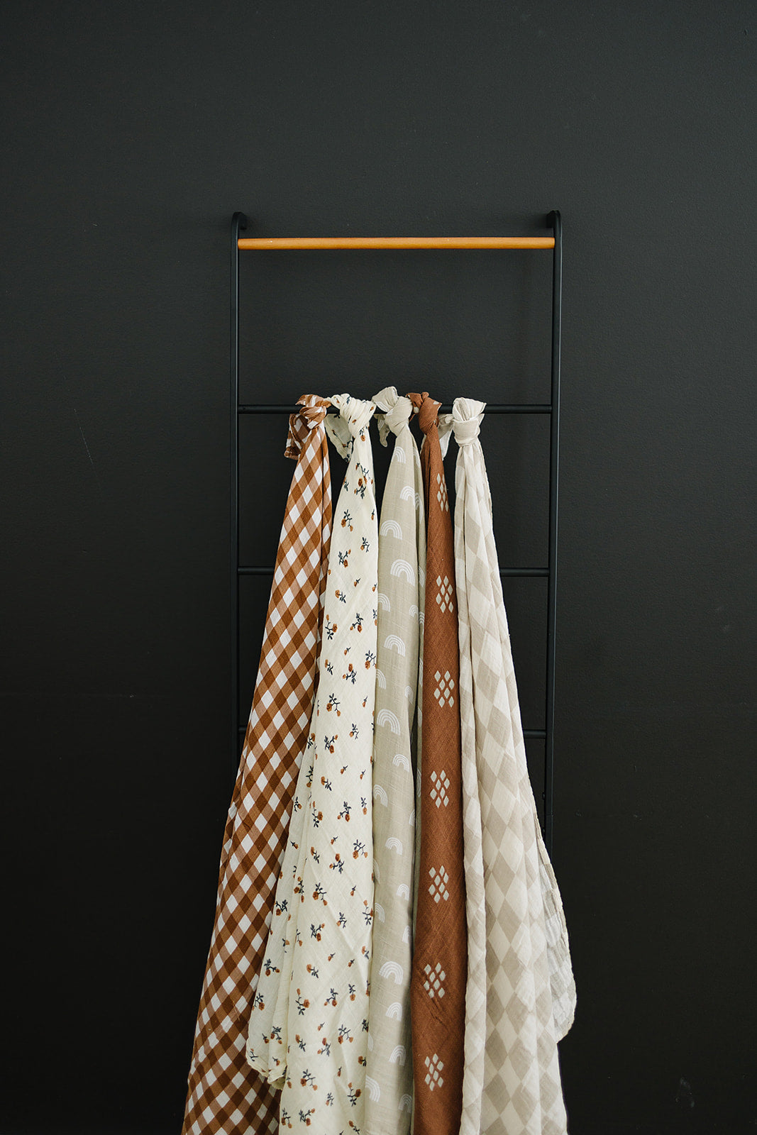 Taupe Checkered Muslin Swaddle Blanket - HoneyBug 