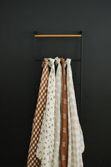 Taupe Checkered Muslin Swaddle Blanket - HoneyBug 