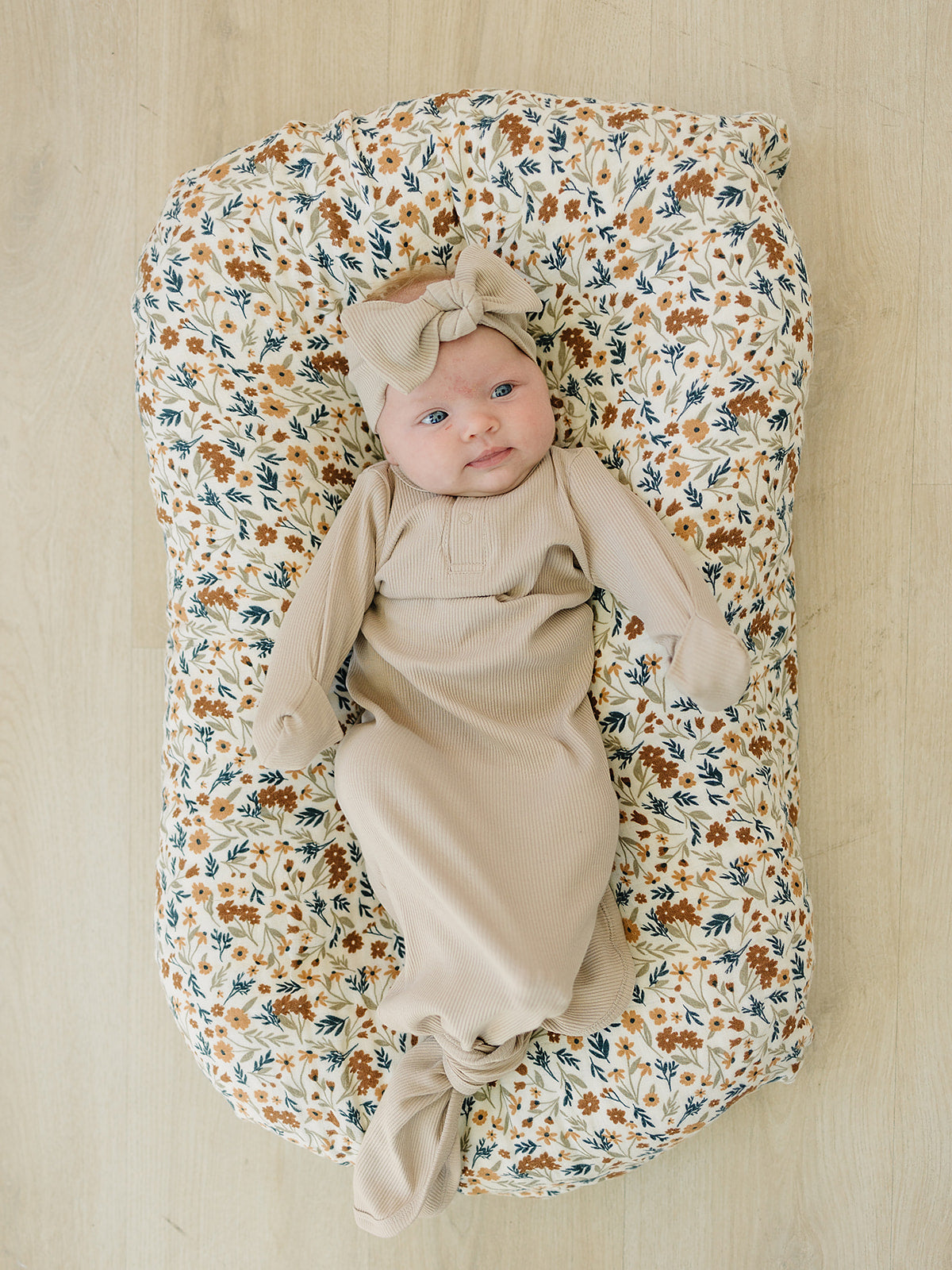 Oatmeal Organic Cotton Ribbed Head Wrap - HoneyBug 