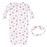 Pink Rosettes - Kimono Gown & Knot Headband