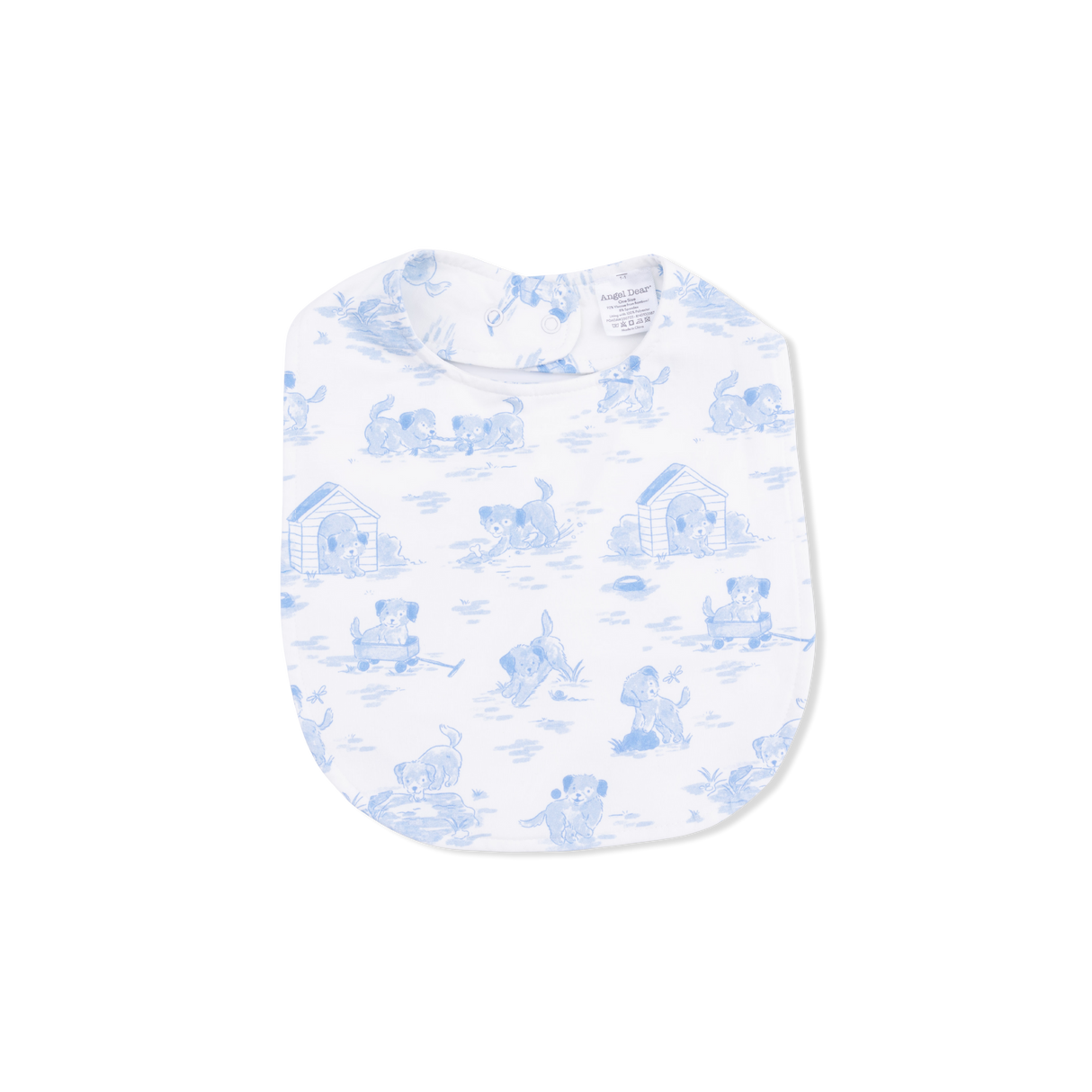 Puppy Toile Blue -  2 Way Zipper Footie, Swaddle  & Bandana Bib Set