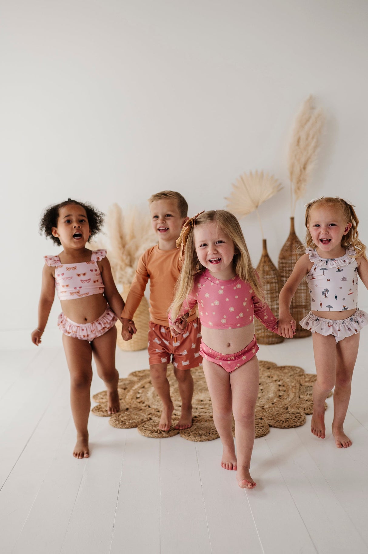 Girl's Two-Piece Crop Swim Set - HoneyBug 