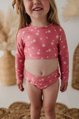 Girl's Two-Piece Crop Swim Set - HoneyBug 