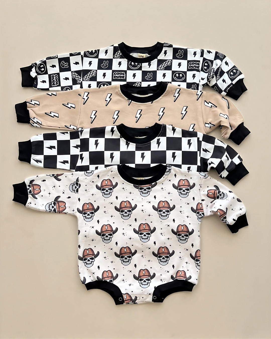 Bubble Romper | Charcoal Bolts - HoneyBug 