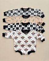 Bubble Romper | Charcoal Bolts - HoneyBug 