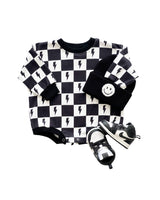 Bubble Romper | Charcoal Bolts - HoneyBug 