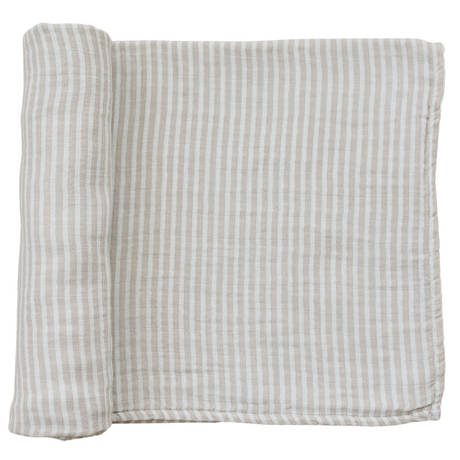 Taupe Stripe Muslin Swaddle Blanket - HoneyBug 