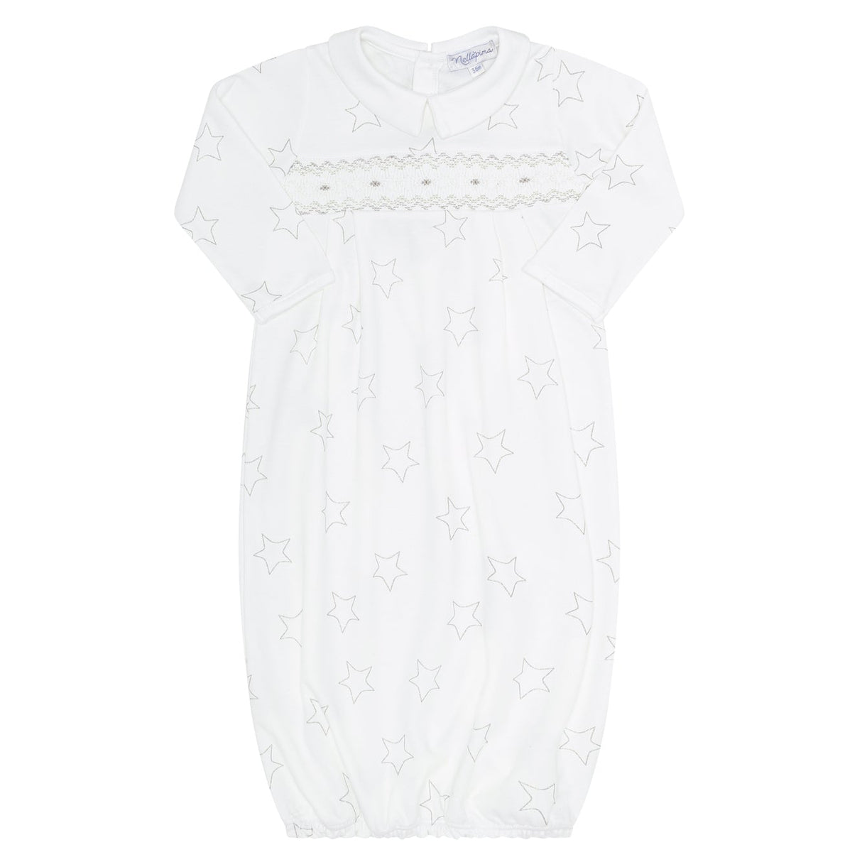 Grey Stars Print Smocked Gown