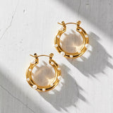 Nicoletta Pearl Hoop Earring - HoneyBug 