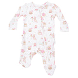 Easter Egg Hunt Pink - 2 Way Ruffle Back Zipper Footie