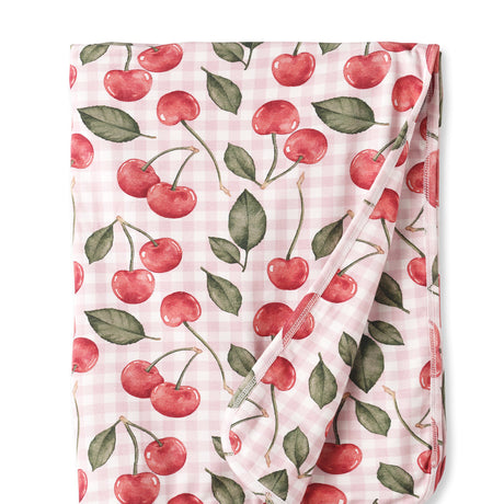 Cherry Picnic Bamboo Stroller Blanket for Baby Girls