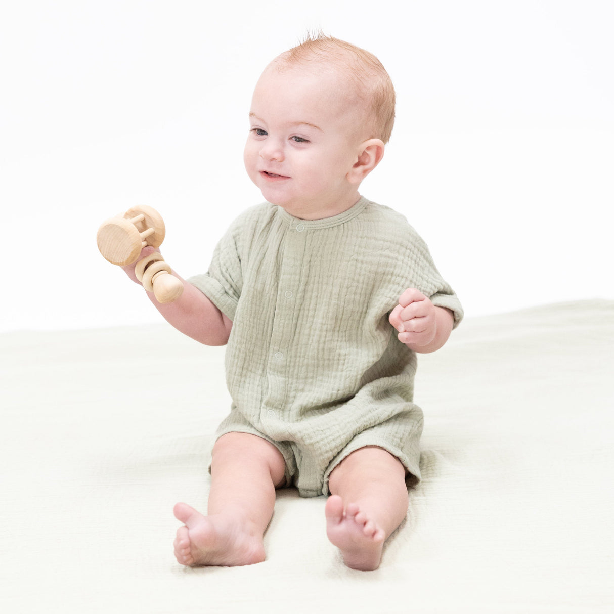 Solid Muslin Desert Green - Dolman Henley Shortall