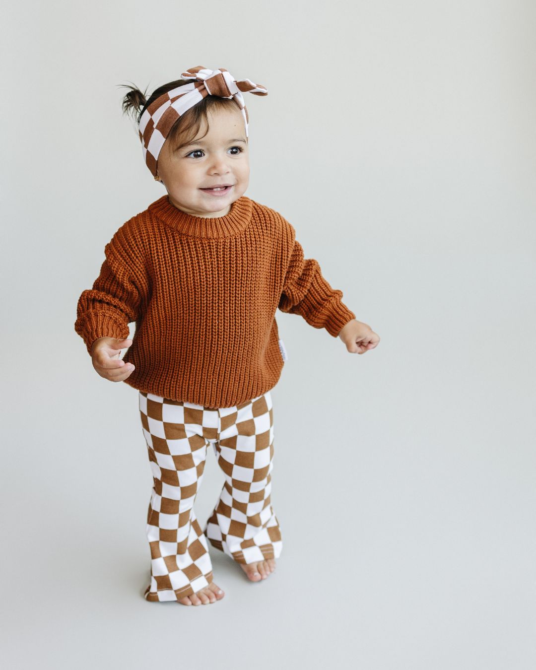 Checkered Flare Pants | Copper - HoneyBug 