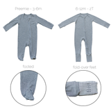 Heather Grey Ribbed Bamboo Zipper - HoneyBug 