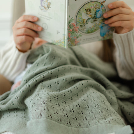 Mint Pointelle Knit Blanket