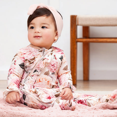 Garden Bouquet Baby Girl Bamboo Zipper Romper - HoneyBug 