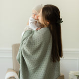 Mint Pointelle Knit Blanket