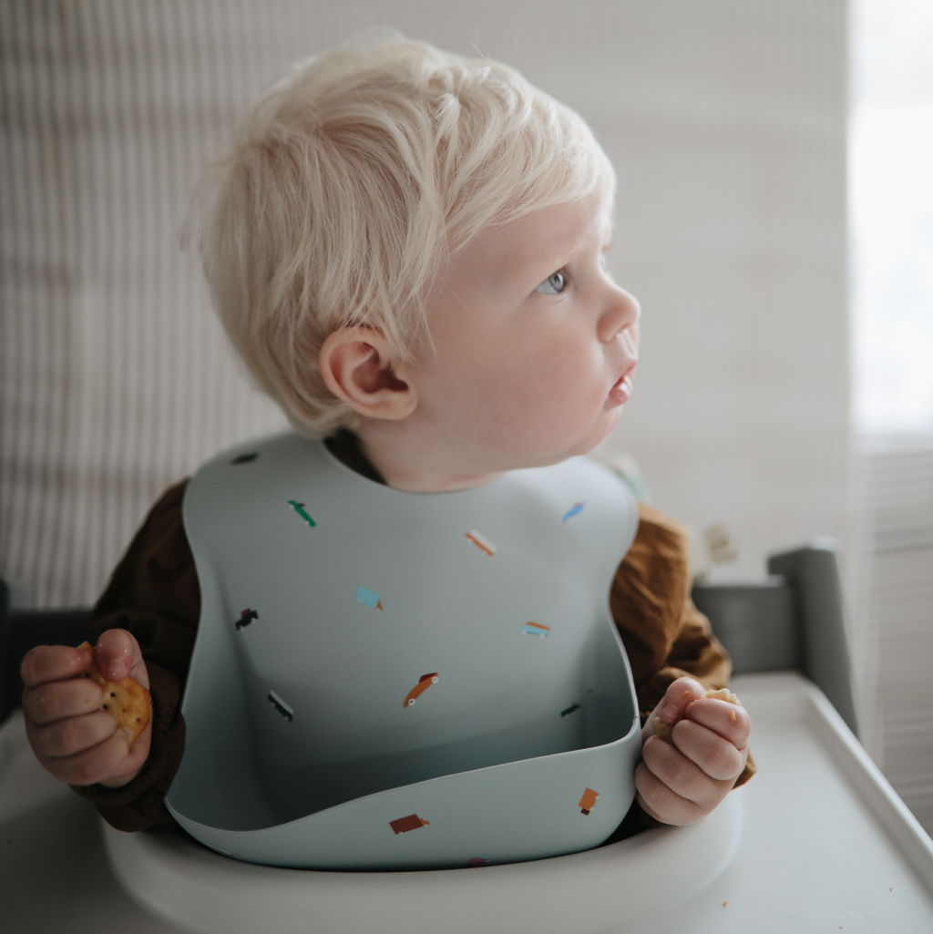 Silicone Baby Bib - Retro Cars - HoneyBug 