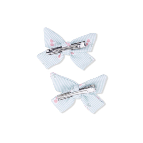Tiny Cherry Stripe - 2 Pack Bow Clips