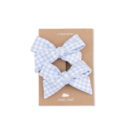 Mini Gingham Blue - 2 Pack Bow Clips