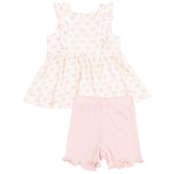 Square Neck Ruffle Tank and Bike Short - Vintage Mini Bows - HoneyBug 