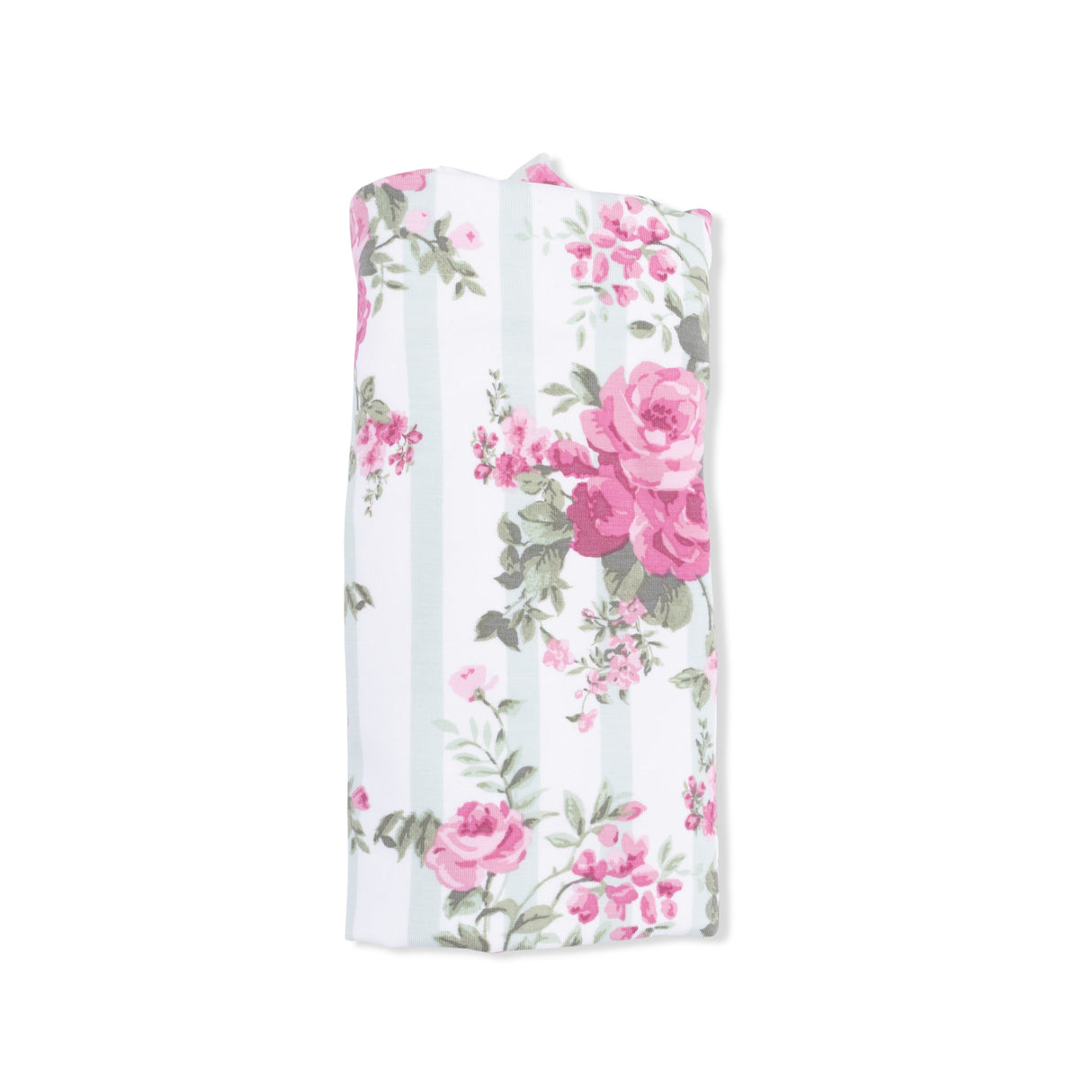 Cabbage Rose Stripe - Ruffle Burp Cloth