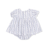 Kimberly Floral Stripe - Smocked Ruffle Bubble with Skirt