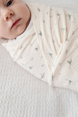 Cotton Muslin Swaddle Blanket - Sage Bird - HoneyBug 
