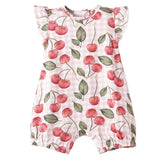 Cherry Picnic Baby Girl Bamboo Bubble Romper