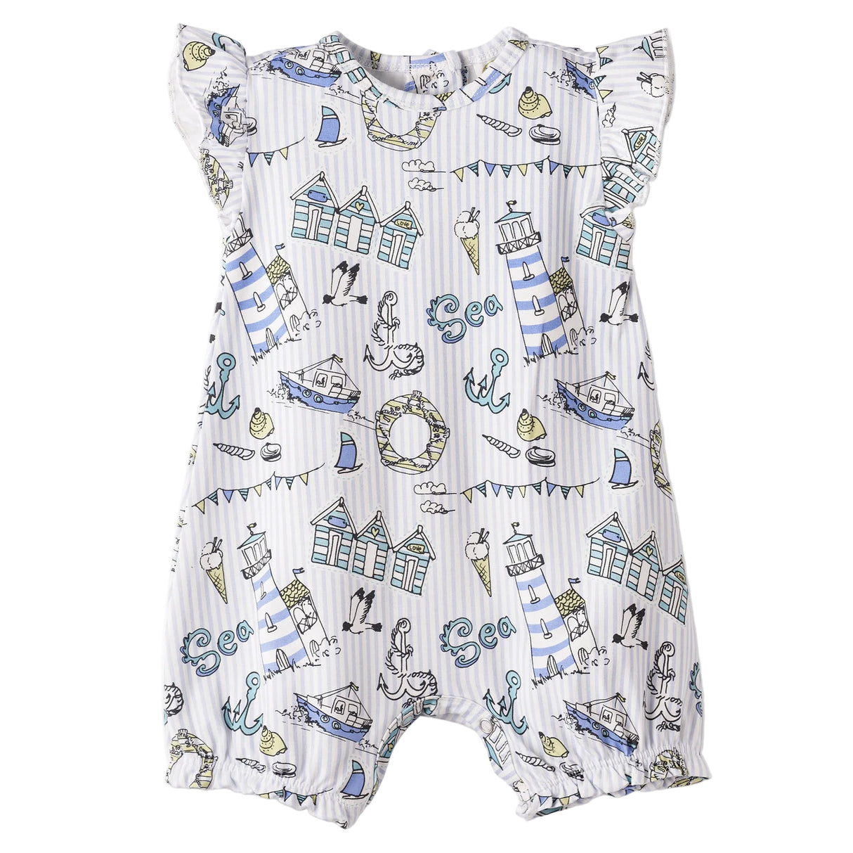 Seashore Bubble Romper – Bamboo Baby Girl Outfit
