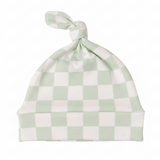 Leaf Green Checkered Knotted Hat