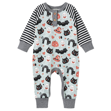 Halloween Pumpkin Pals - Henley Bamboo Romper - HoneyBug 