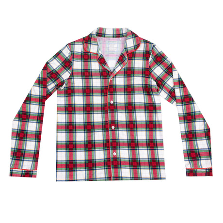 Holiday Plaid - Adult Long Sleeve Coat Style Pajama Top - HoneyBug 