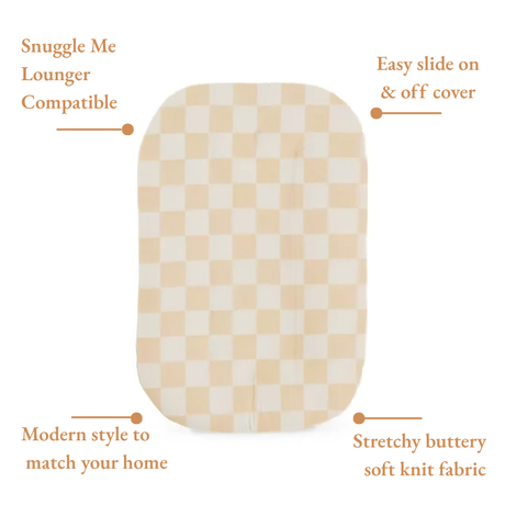 Beige & White Checkered Baby Lounger Cover