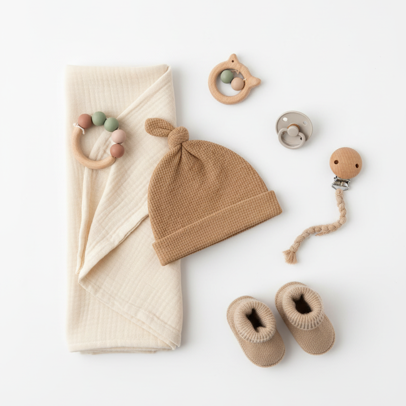 Caramel Brown Waffle Knit Newborn Baby Knot Hat