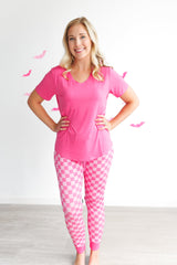 MAMA JOGGERS- Pink Check - HoneyBug 