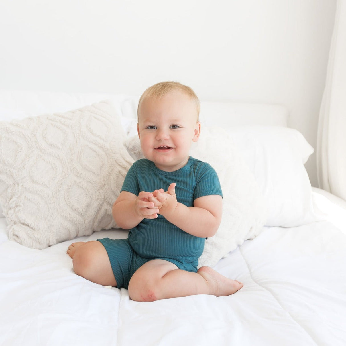 TWO PIECE SHORTIE SET- Peacock Ribbed - HoneyBug 