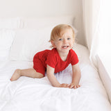 TWO PIECE SHORTIE SET- Red Ribbed - HoneyBug 