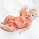SHORTIE ZIP ROMPER - Red Rock Ribbed - HoneyBug 
