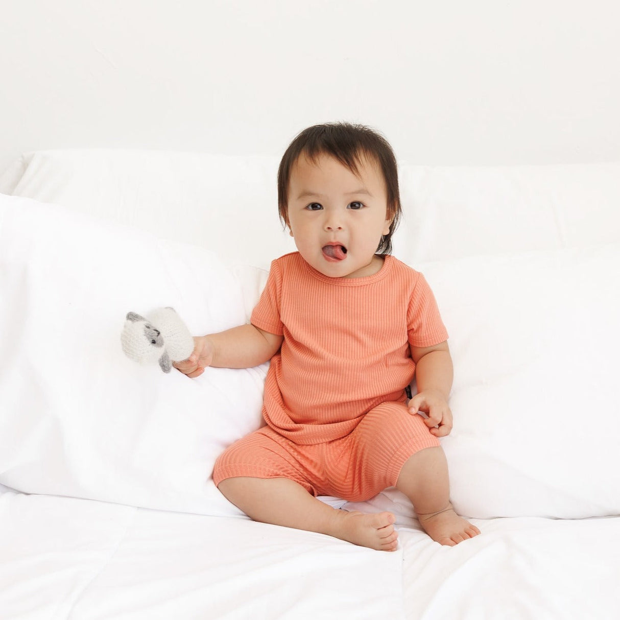 TWO PIECE SHORTIE SET- Red Rock Ribbed - HoneyBug 