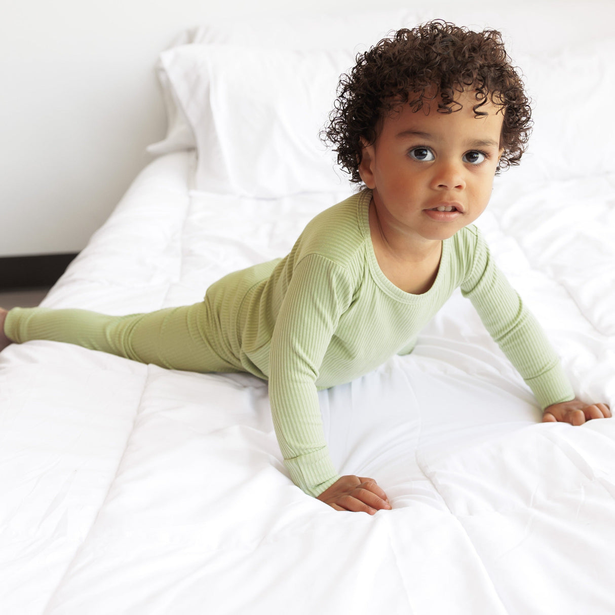 LONG SLEEVE 2 PIECE SETS- Pistachio Ribbed - HoneyBug 