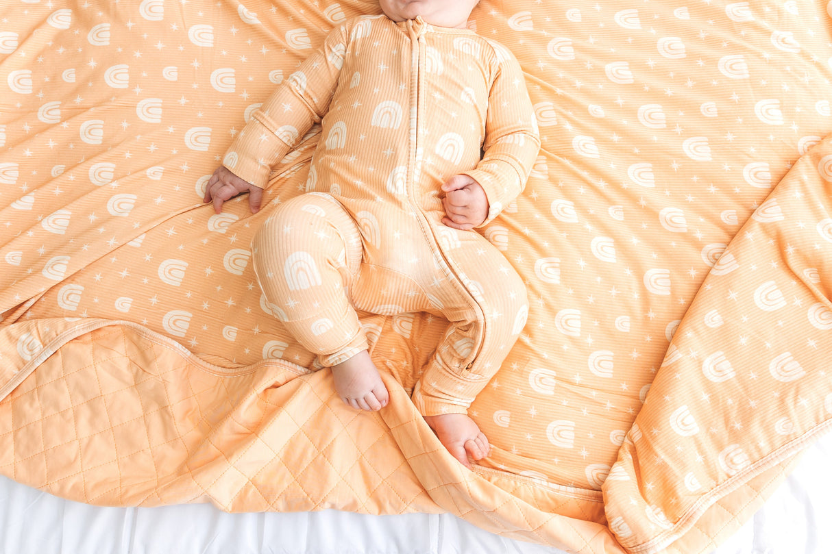 ZIP ROMPER - Rainbow Ribbed - HoneyBug 