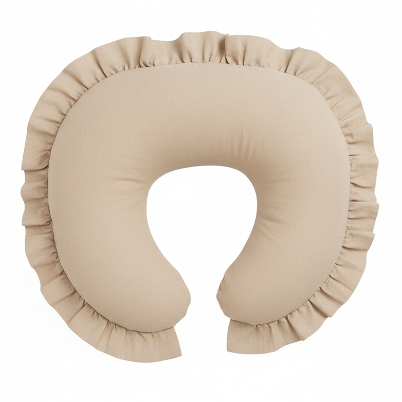 Beige Ruffle Nursing Pillow Cover