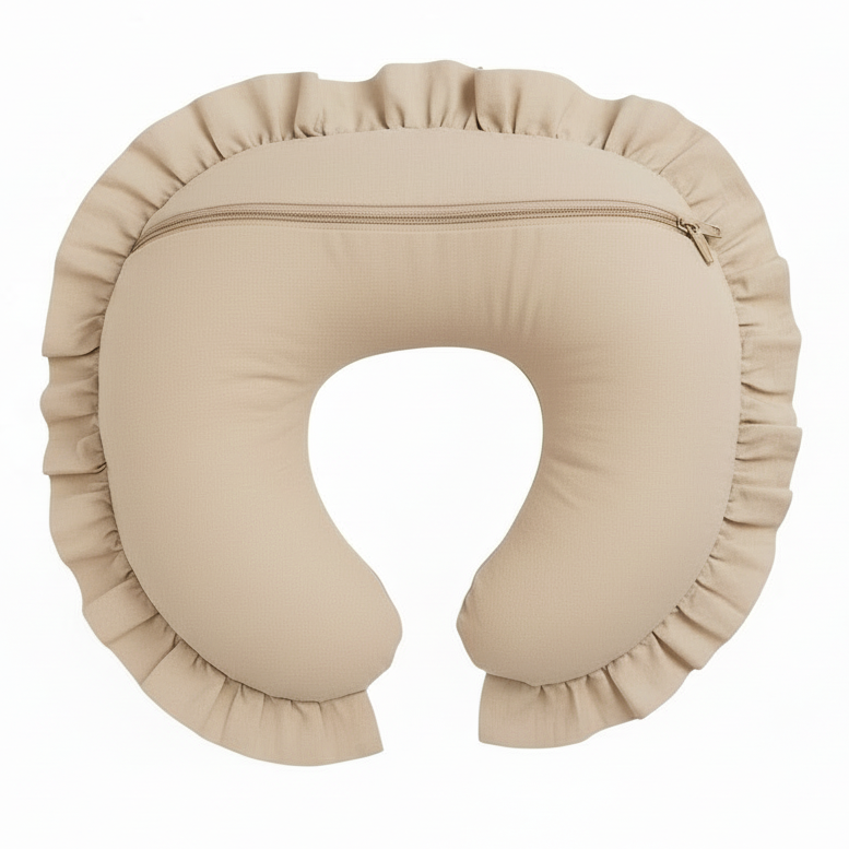 Beige Ruffle Nursing Pillow Cover