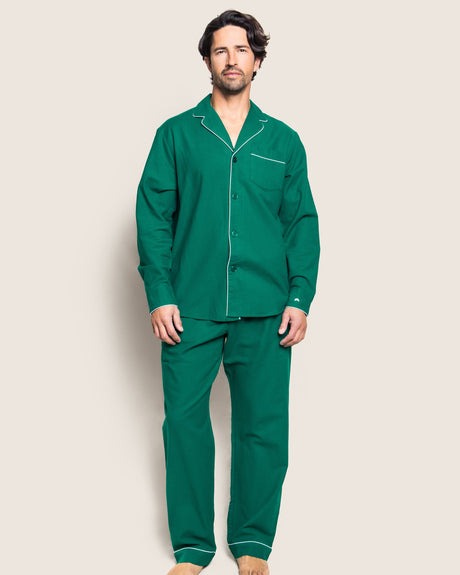 Men's Flannel Pajama Set in Forest Green - HoneyBug 