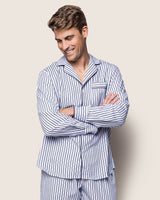 Men's Twill Pajama Set in Navy French Ticking - HoneyBug 