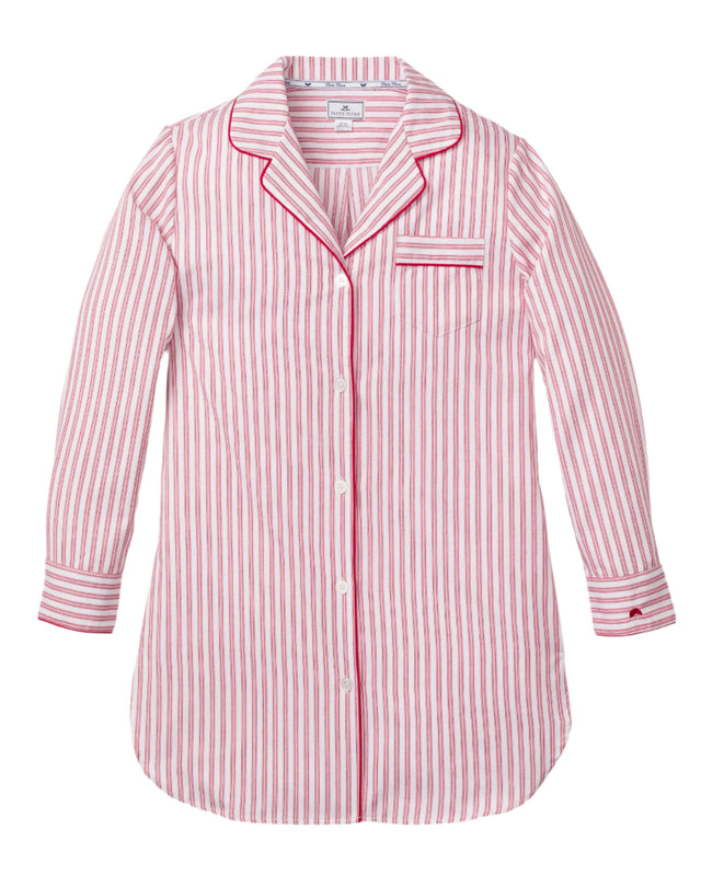 Women's Nightshirt in Antique Red Ticking - HoneyBug 